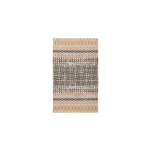 Doina Palm Brown/Orange 2 ft. x 4 ft. Stonewash Printed Cotton Accent Rug