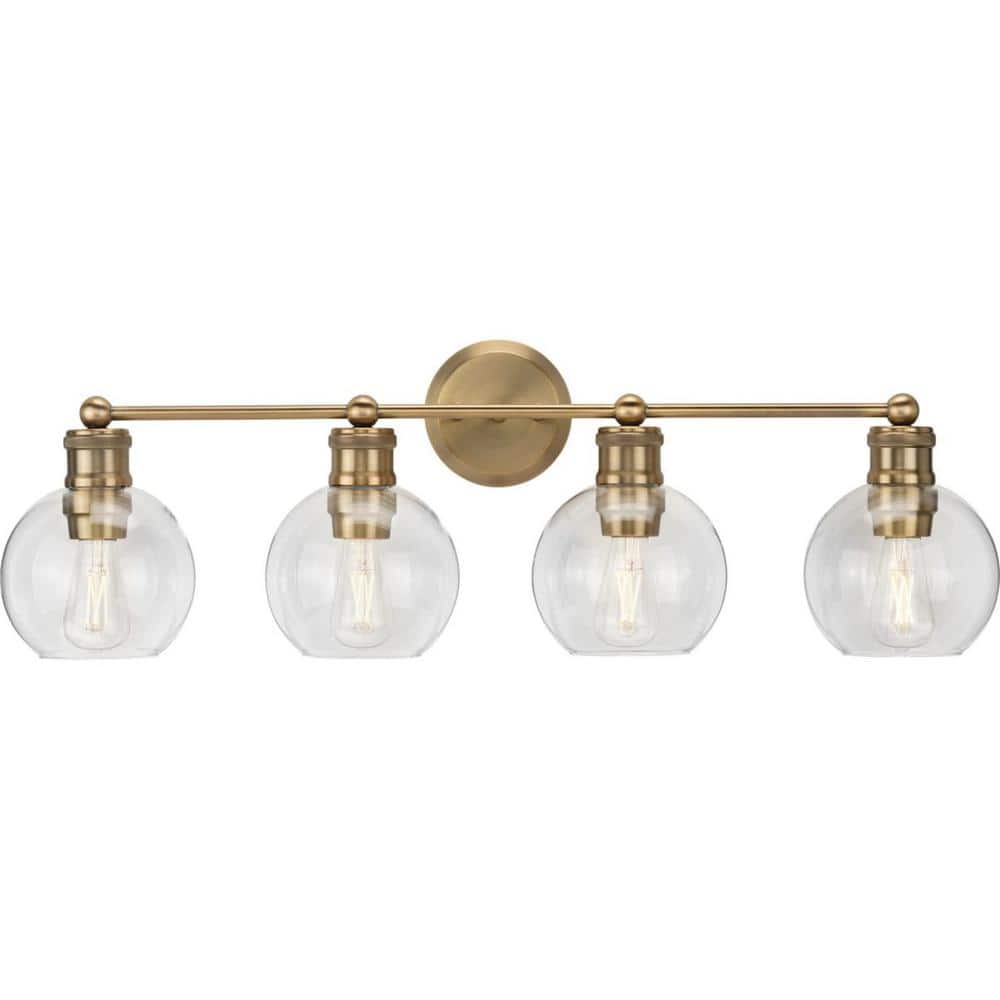 Hansford 4-Light Vintage Brass Globe Bath Vanity Light