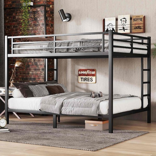Black Queen over Queen Bunk Bed with Ladder