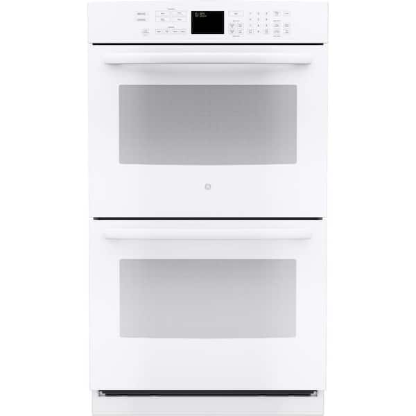 GE Profile 30 in. Double Electric Wall Oven with Convection (Upper Oven) Self-Cleaning in White