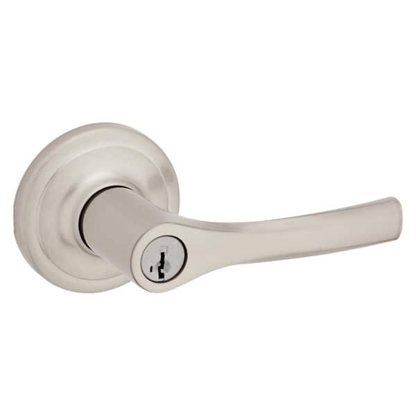 Henley Satin Nickel Keyed Entry Door Lever Featuring SmartKey Security
