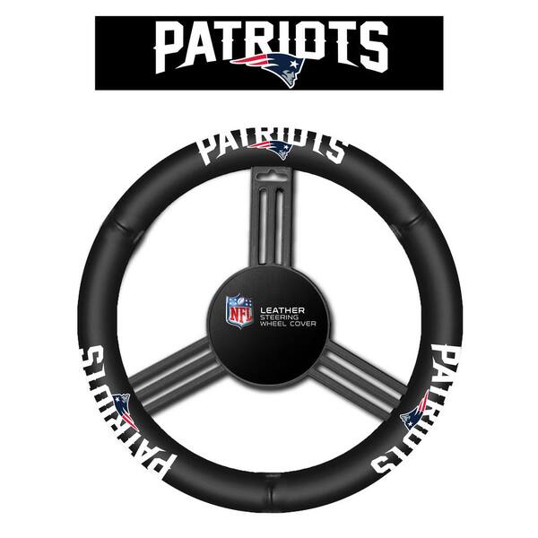 Fremont Die NFL New England Patriots Leather Steering Wheel Cover
