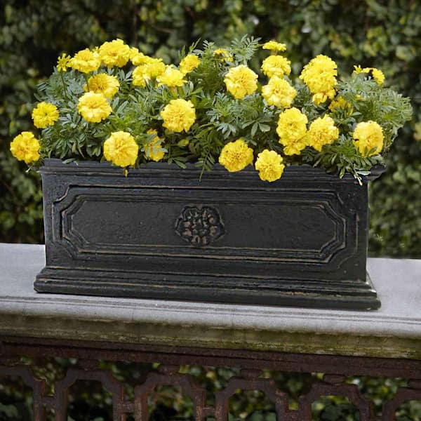 20 in. x 8 in. Aged Charcoal Stone Window Boxes & Troughs