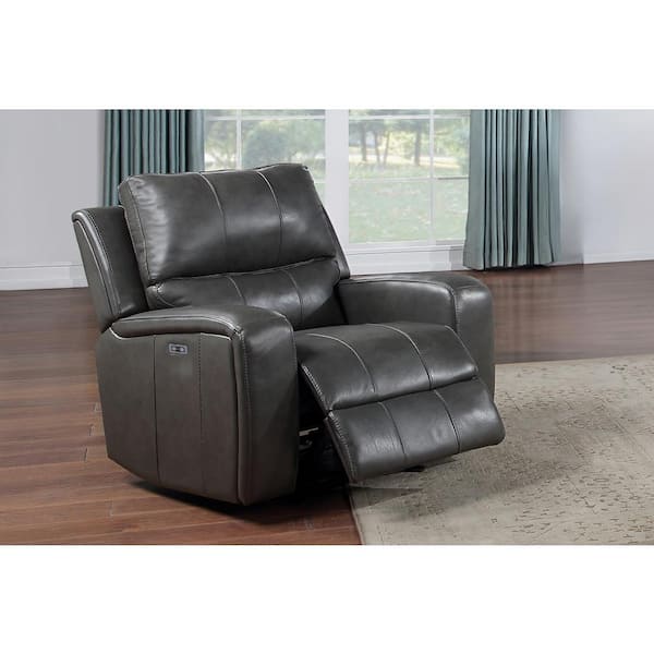 NEW CLASSIC HOME FURNISHINGS New Classic Furniture Linton Gray Genuine Leather Recliner