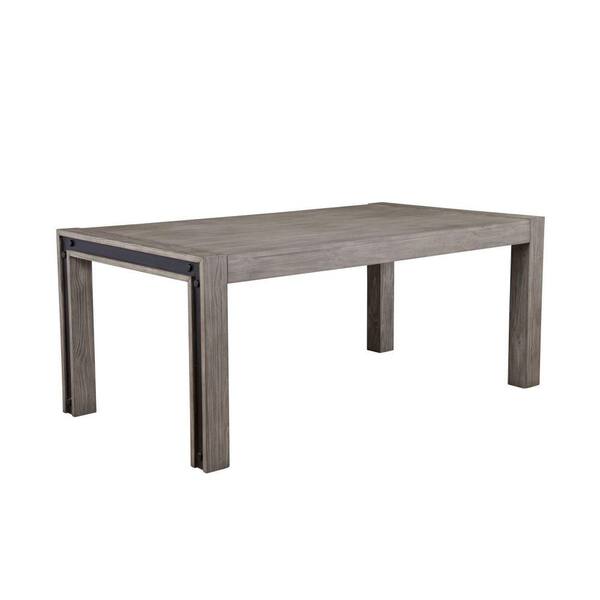 Benjara 72 in.Gray and Black Wood 4 Legs Dining Table (Seat of 6)