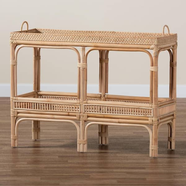 bali & pari - Lombok 39.25 in. Natural Rattan Rectangle Wicker Top Console Table