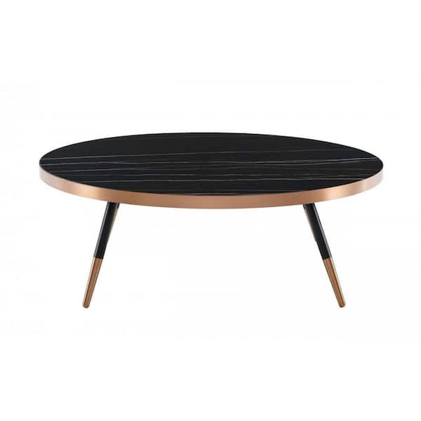 HomeRoots Danielle 35 in. Black/Gold 12 in. Round Metal Coffee Table