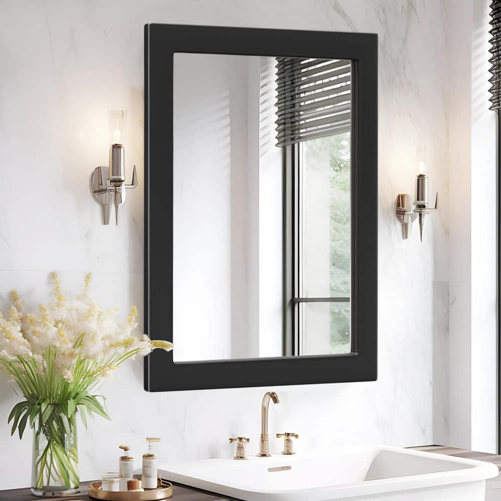 24 in. W x 32 in. H Classic Black Rectangular Wood Frame Bathroom Mirror Vanity Wall Mirror / Full Body Mirror price history on PriceWatchPro