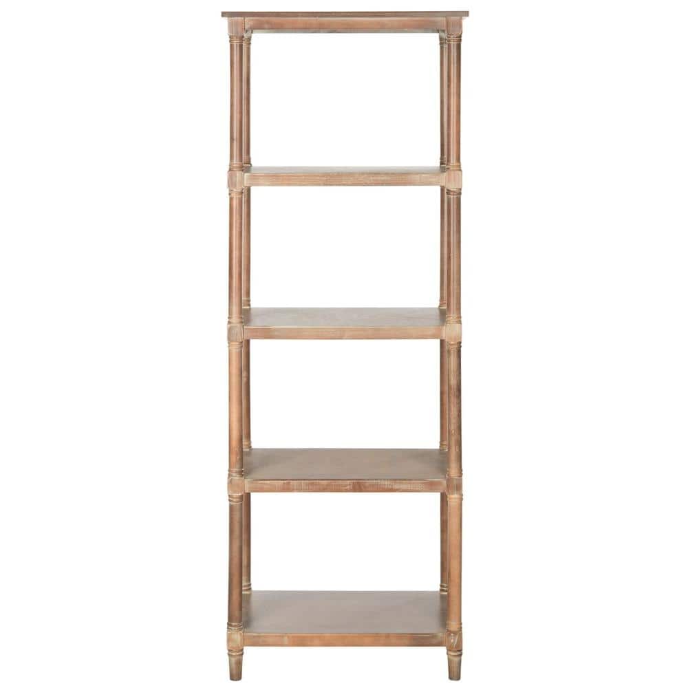 Transitional Sepia Pine 5-Tier Spindle Bookcase