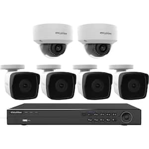 8-Channel Full HD IP Indoor/Outdoor Surveillance 4TB NVR System (4) 1080p Bullet and (2) Dome Cameras Remote Viewing