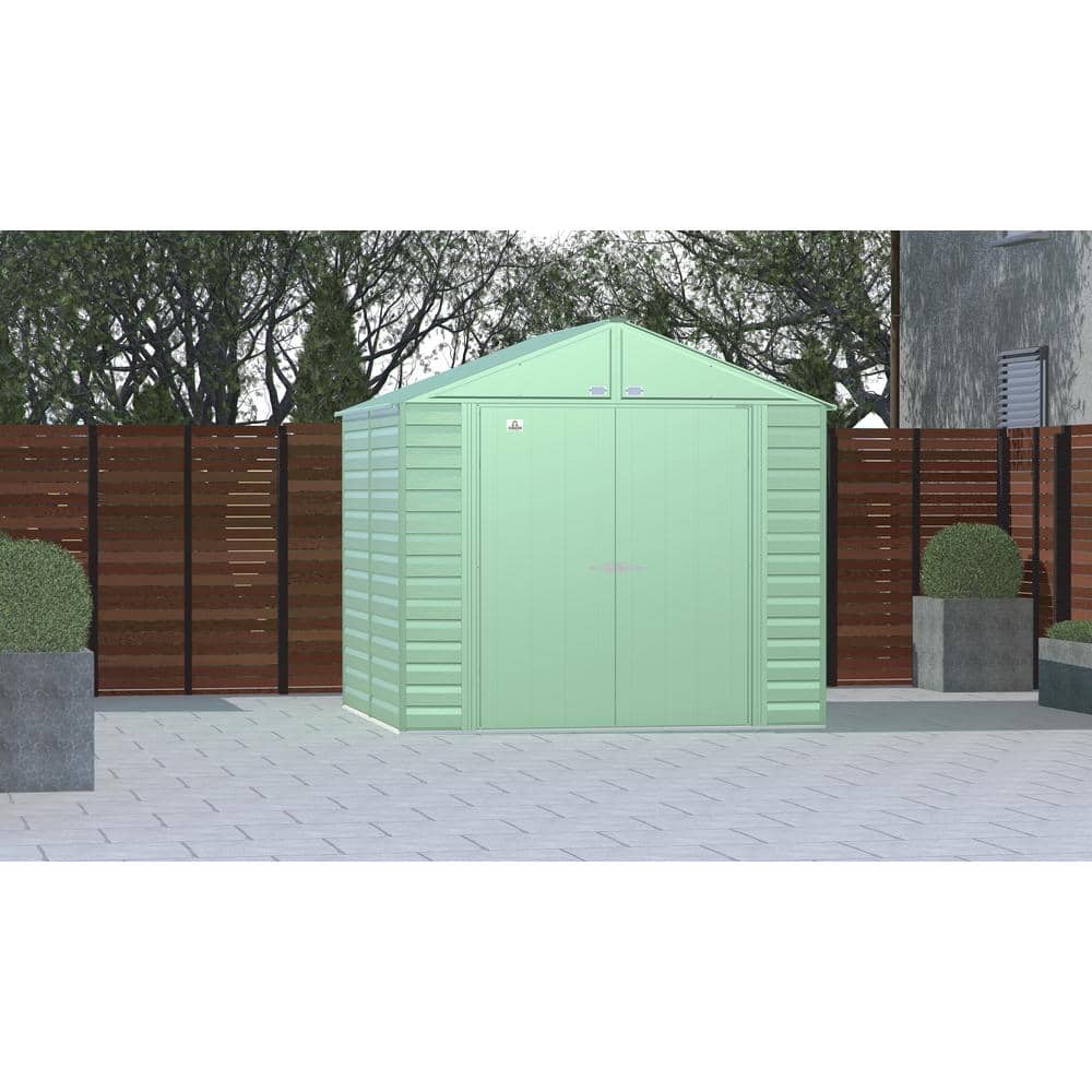 8 ft x 8 ft Sage Green Galvanized Steel Storage Shed