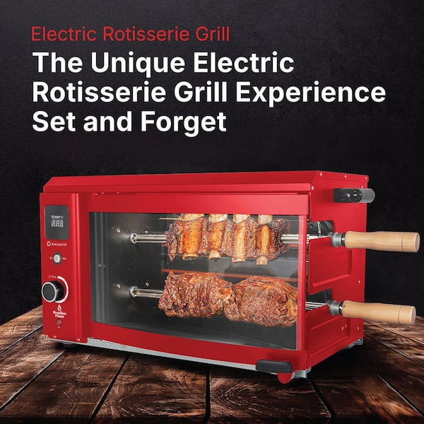 BRAZILIAN FLAME 2-Skewer Brazilian Rotisserie Portable Electric