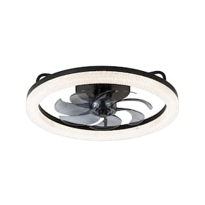 20 in. Integrated LED Indoor Black Chandelier Crystal Ceiling Fan with Light and Remote Control Included