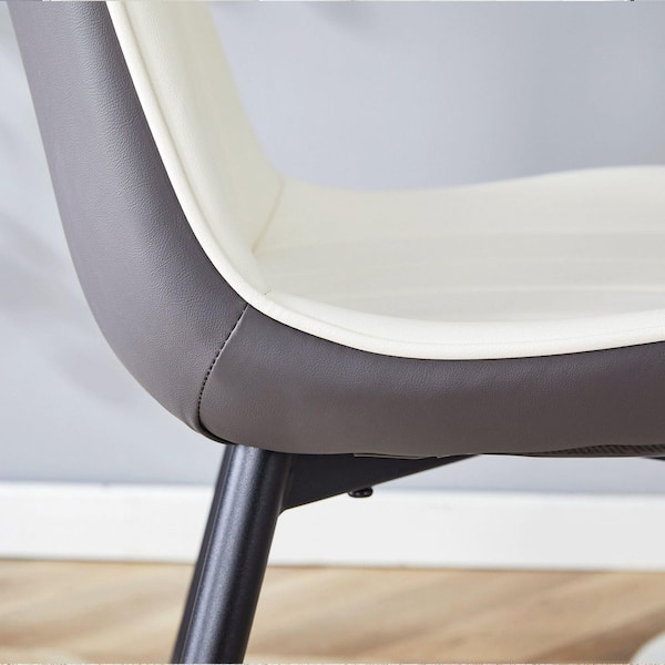 Dark Gray,White/Black PU Leather Metal Frame Dining Chairs Set of 4
