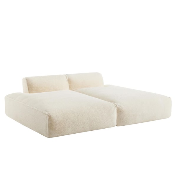 anpport Luxury Collection 90.5 in. Plush Fabric Beige King Size Modular Sofa Bed, No Assembly Required