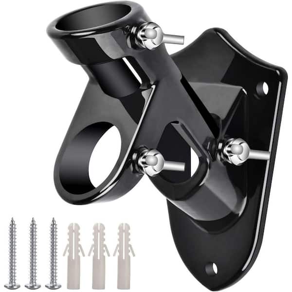 Heavy Duty Flag Pole Holder for Outside House, Rustproof Aluminum Mount Bracket, 1 in. Inner, Shiny Black, 1-Pack