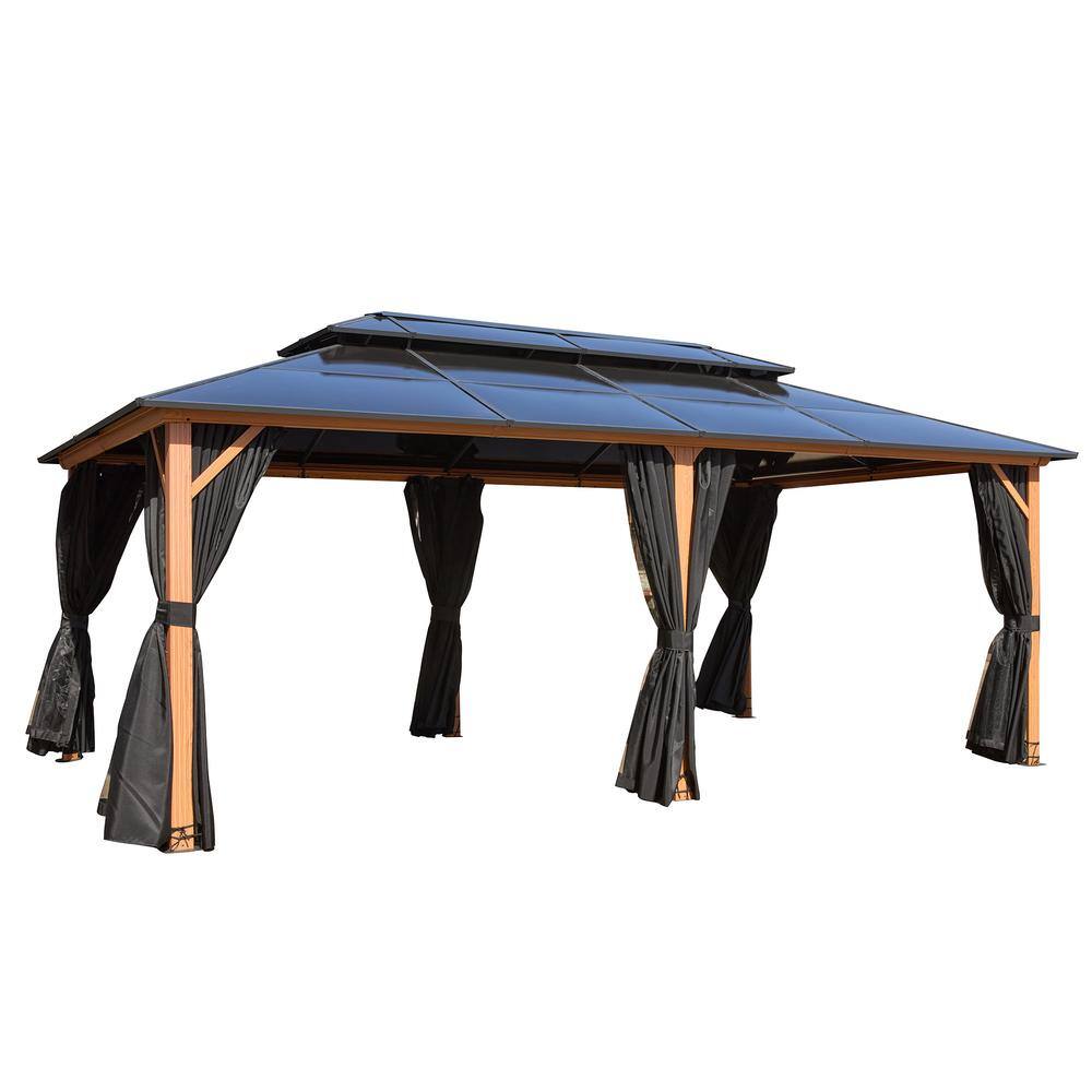 12 ft. x 20 ft. Hardtop Gazebo, Outdoor Gazebo with Double Polycarbonate Ro