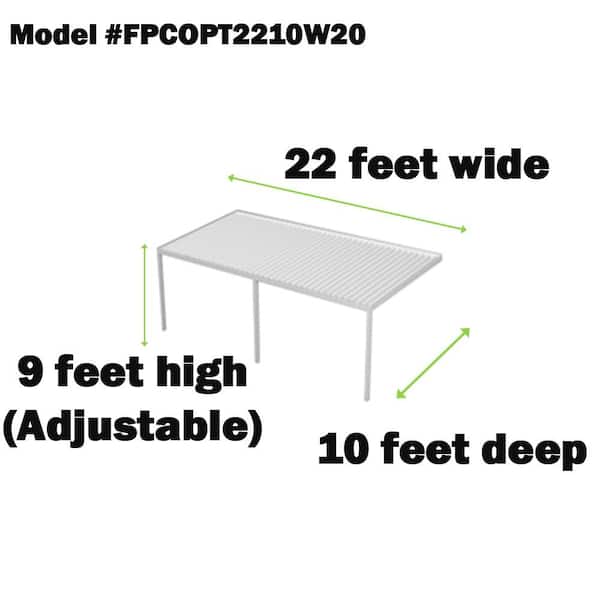 Optima High Performance 22 ft. x 10 ft. 20 lbs. White Snow Load Patio Cover with 3-Posts and High-Grade Aluminum Chassis