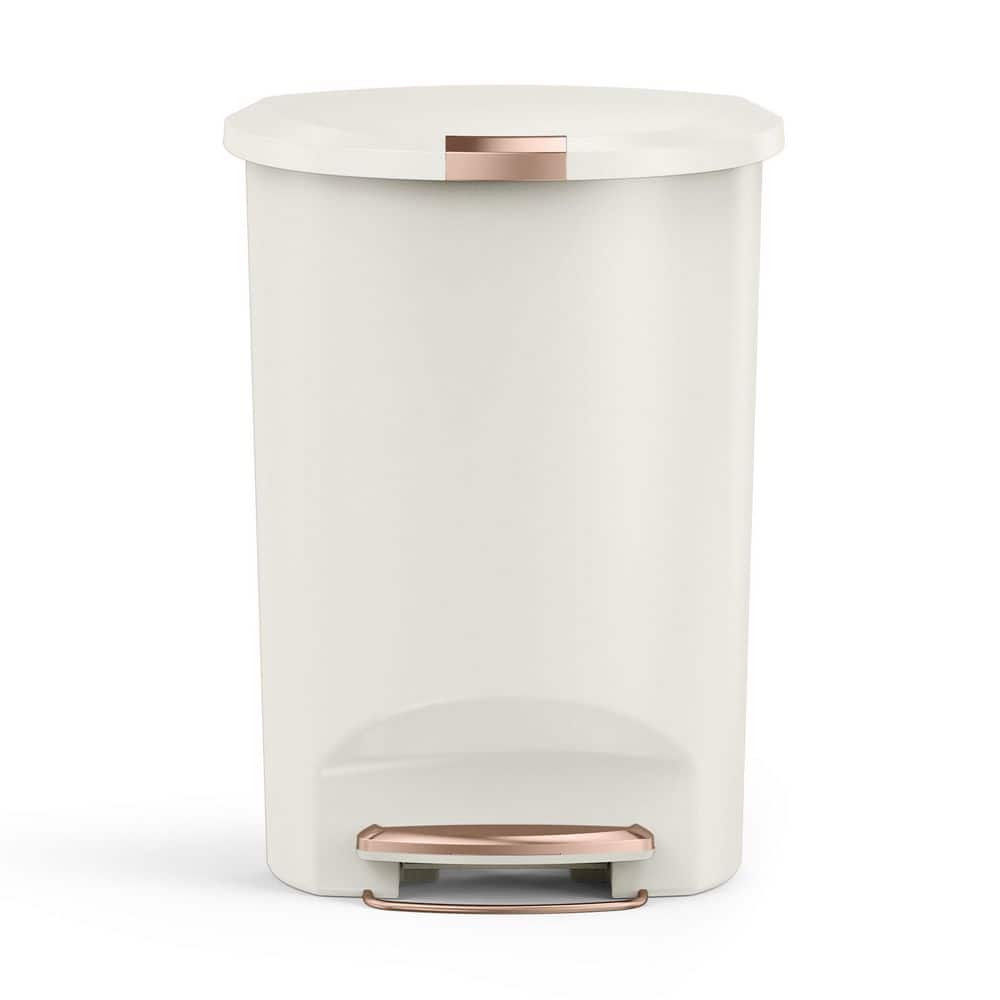 13 Gal. / 50 Liter Semi-Round Step Kitchen Trash Can, Cream Plastic with Soft-Close Locking Lid price history on PriceWatchPro