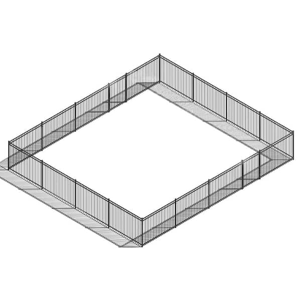 Fencer Wire 5 ft. x 8 ft. Heavy-Duty Steel Spaced Bar Flat Top Metal Fence Panel with 2-Gates (Set of 104 ft. )