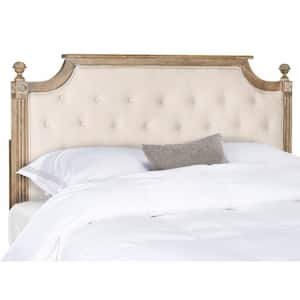 Rustic Beige Tufted Linen Full Headboard