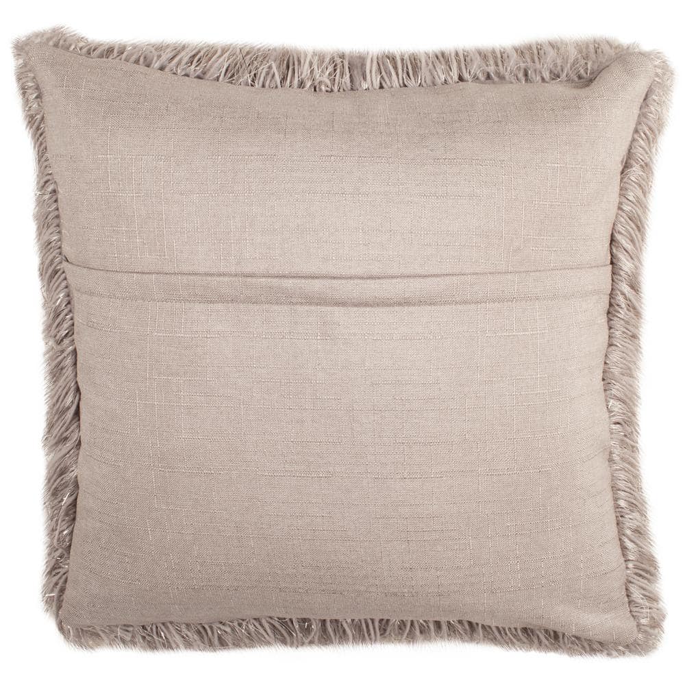 20" x 20" Metallic Silver Shag Feather Fill Decorative Pillow