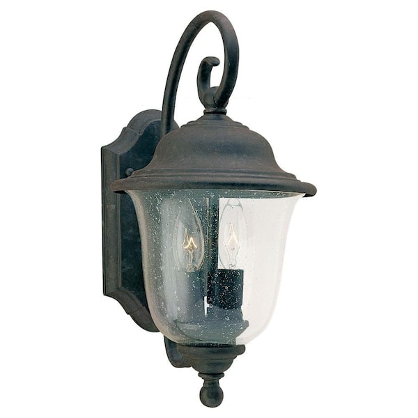 Generation Lighting Trafalgar 2-Light Oxidized Bronze Outdoor 14.75 in. Wall Lantern Sconce