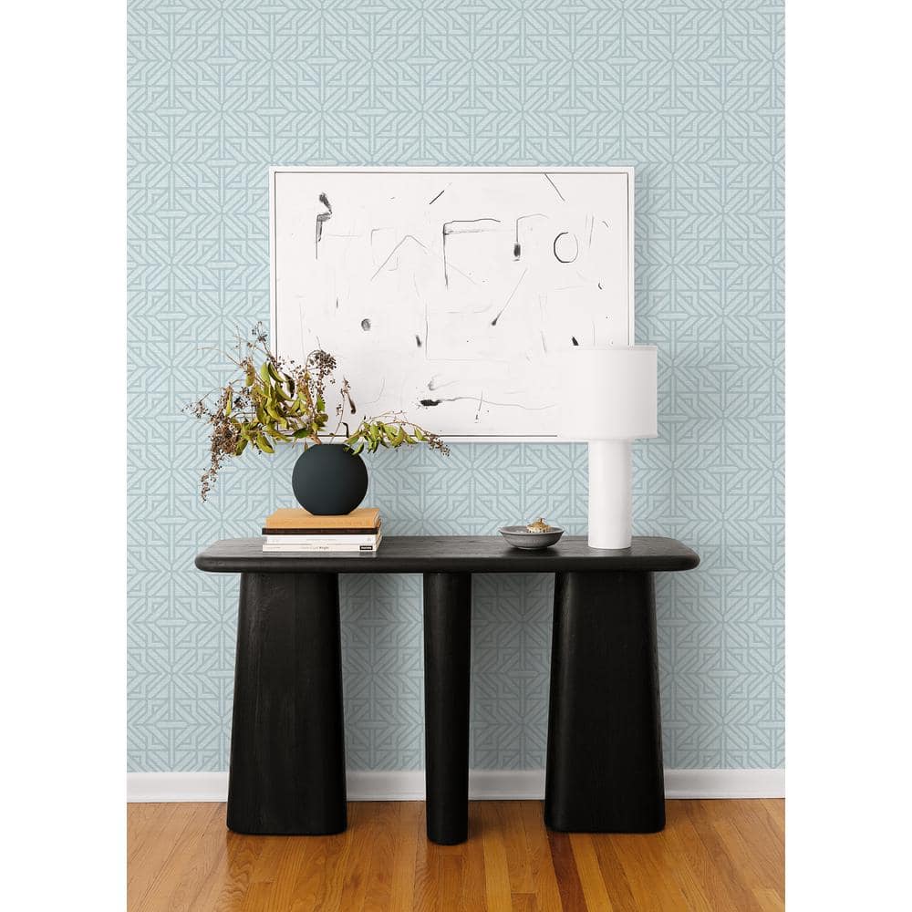 Sky Blue Geometric Non-Woven Washable Wallpaper Roll