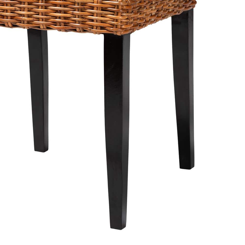 Manrico Dark Brown Wood and Cane Dining Chair Set