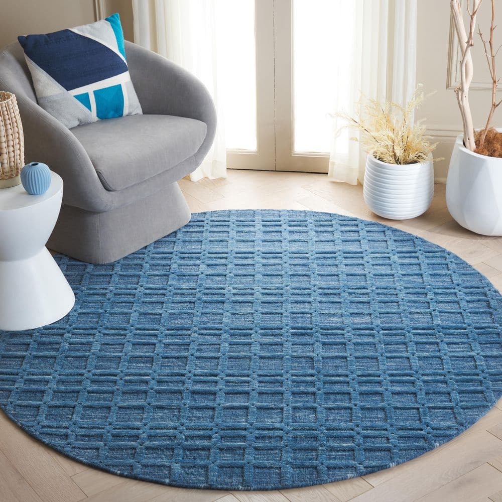 Impressions 6 ft. x 6 ft. Round Blue Tonal Modern Grid Area Rug price history on PriceWatchPro