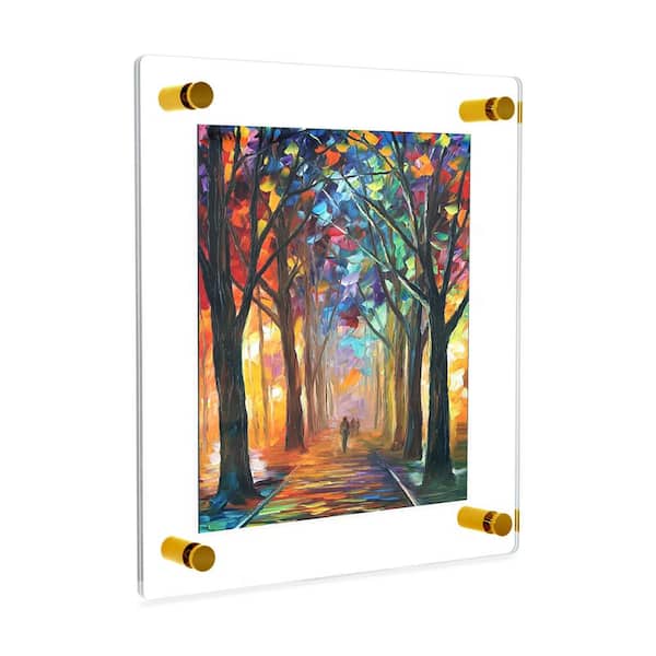 Fab Glass and Mirror 12 in. W. x 10 in. Rectangular Double Acrylic Picture Frame Gold Wall Mounted Magnet Best for 5 in. W x 7 in. Art Size
