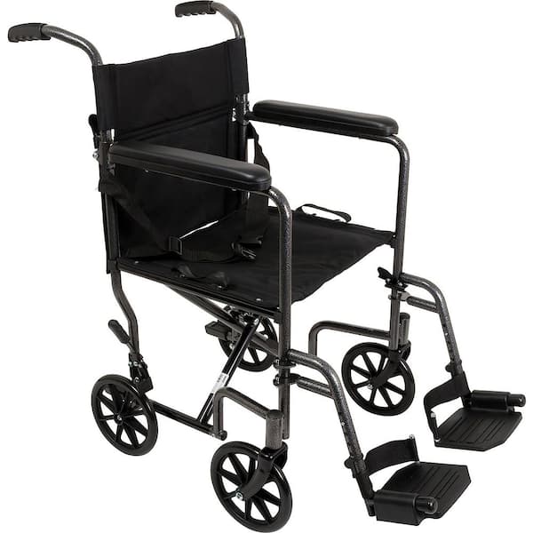 Steel Transport Chair Wheelchair Black
