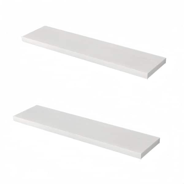47.2 in.W x 11.6 in.D Wooden Floating Shelves for Wall,Wall Shelves with Invisible Brackets,White,Set of 2
