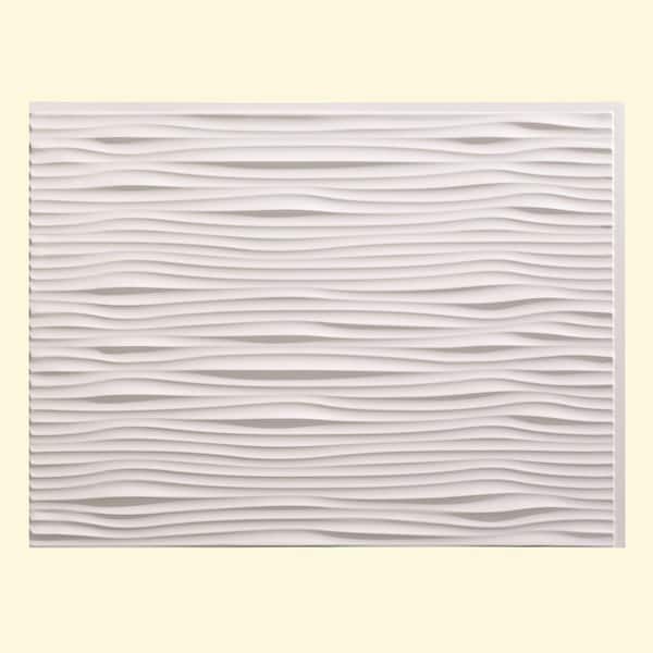 Fasade 18.25 in. x 24.25 in. Matte White Waves PVC Decorative Tile Backsplash