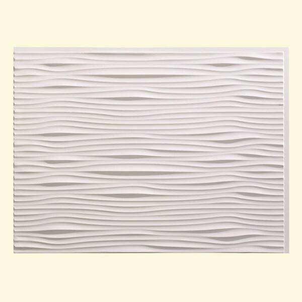 Fasade 18.25 in. x 24.25 in. Matte White Waves PVC Decorative Tile Backsplash