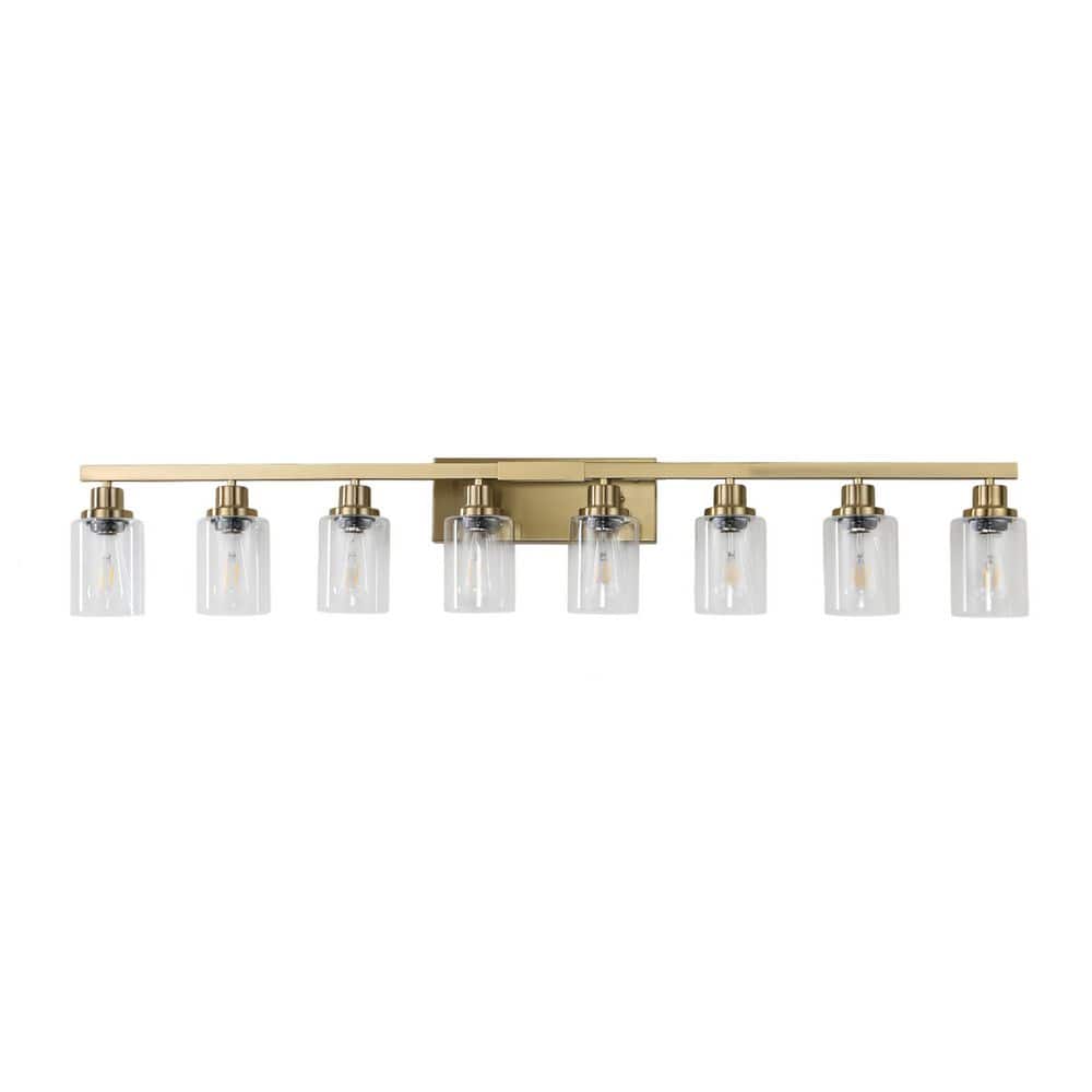 51 in. 8 Light Gold Vanity Light with Clear Glass Shades Modern Iron Metal Bathroom Wall Fixture for Bathroom price history on PriceWatchPro