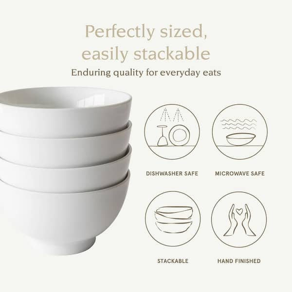 Over and Back 40 fl. Oz. White porcelain Pasta Bowls (Set of 4) 810178 -  The Home Depot