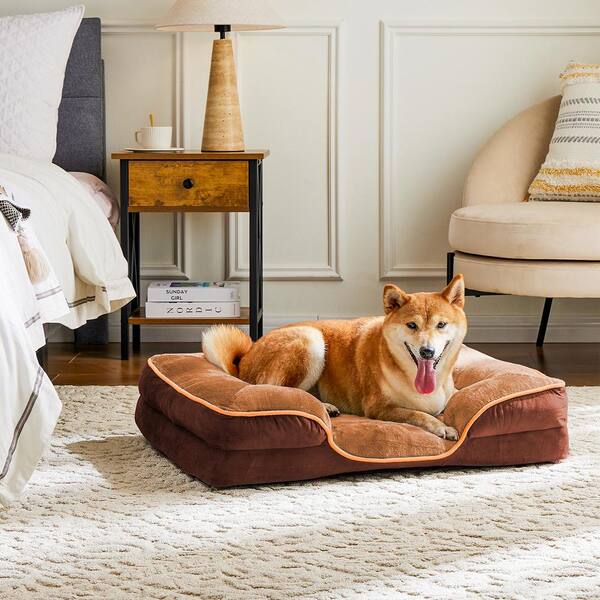 ATENGNES Large Brown Memory Foam Pet Bed