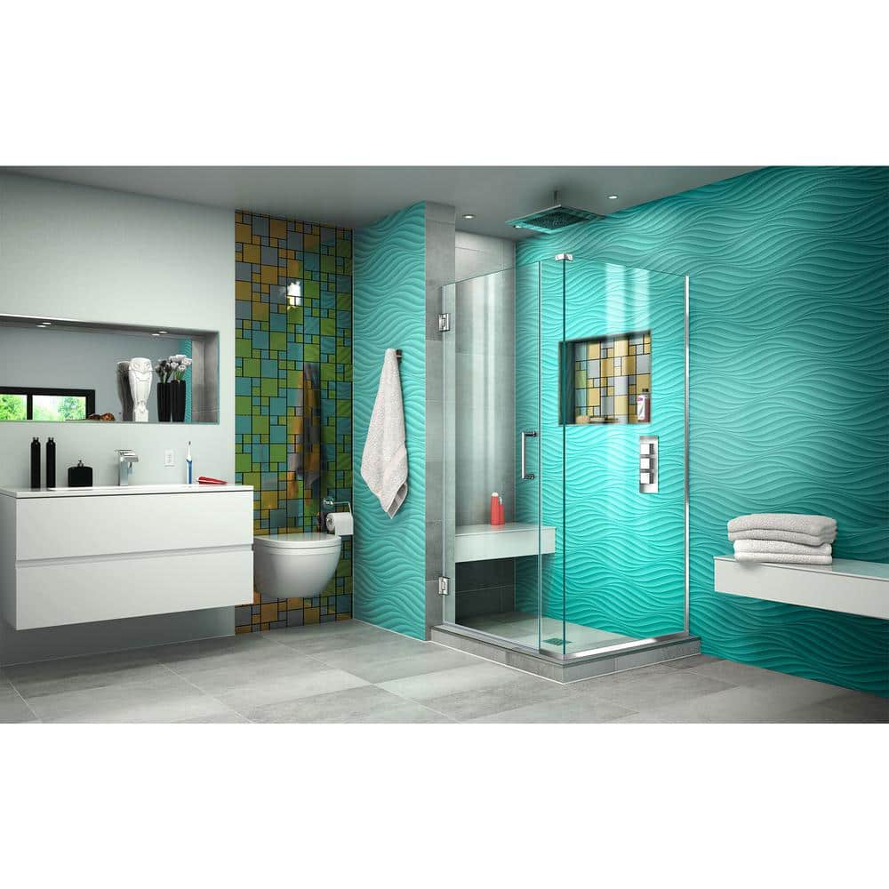 Unidoor Plus 36" Frameless Clear Glass Hinged Shower Enclosure