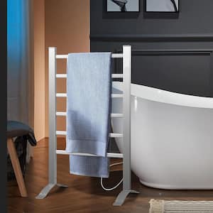 6-Bars Towel Holders Wall Mounted Plug in Hardwired Towel Warmer Heated Towel Racks Aluminum in Silver