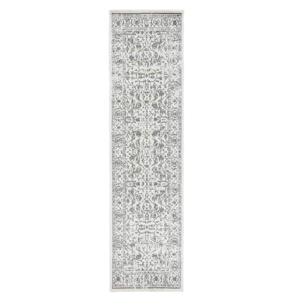 Alpine Runner Rug Amer Rugs Alpine 2 ft. 7 in. x 10 ft. Light Gray Bordered Pattern ...