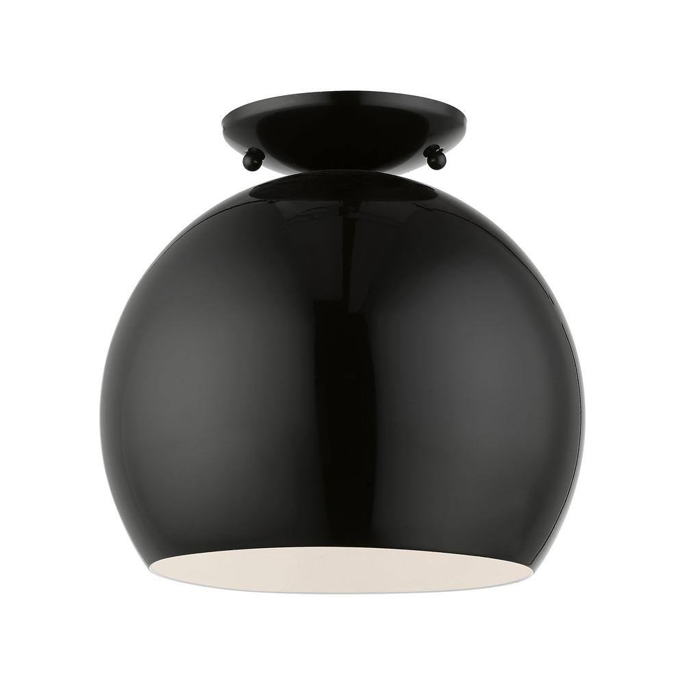 Branbury 10 in. 1-Light Shiny Black Globe Semi Flush Mount price history on PriceWatchPro