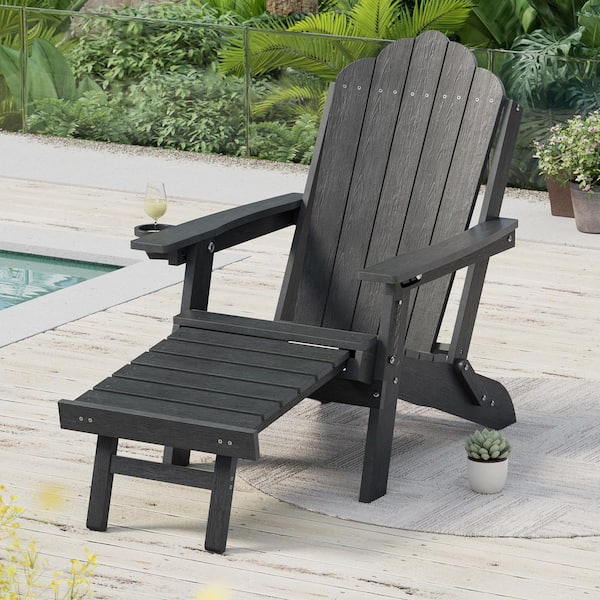 JOYESERY Black Folding HDPE Plastic 3-Position Adjustable Outdoor