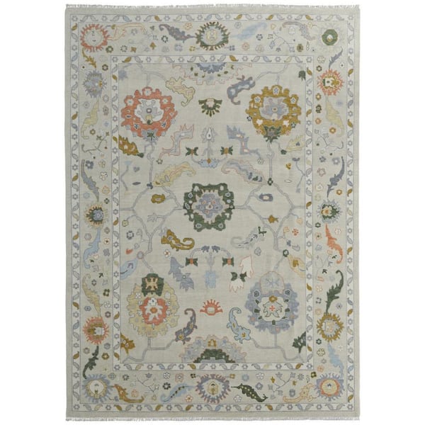 Gray, Ivory, Gold Floral 12 ft. x 15 ft. Area Rug