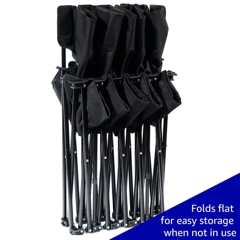 Black Portable 5-Seater Folding Team Sports Bench with Back