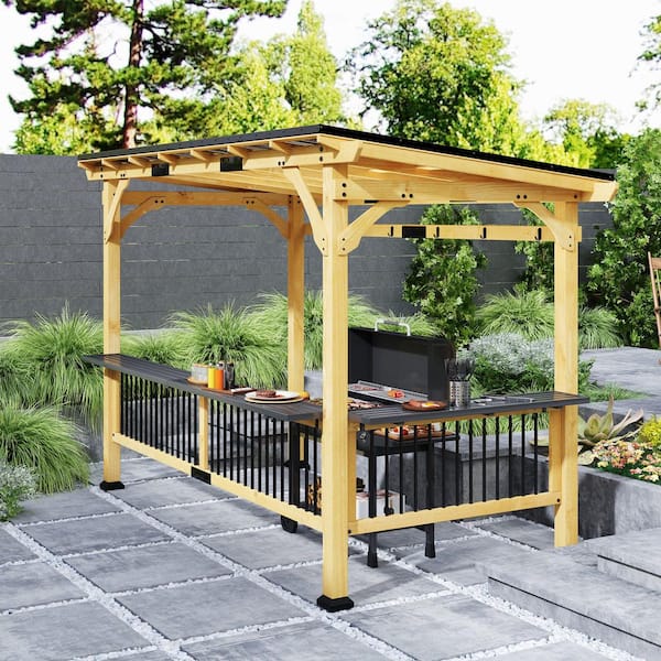 Outsunny 13 ft. x 6 ft. Wooden BBQ Grill Gazebo, Hardtop
