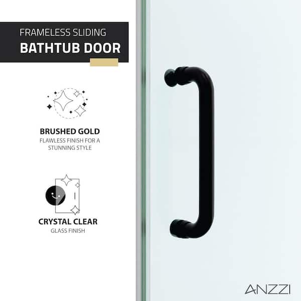 ANZZI Don Series 56 to 60 in. W x 62 in. H Frameless Sliding Tub