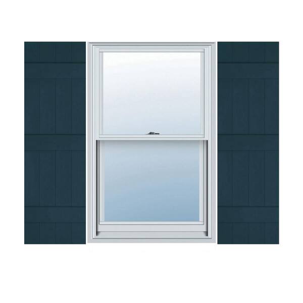 Ekena Millwork 14 in. x 71 in. Lifetime Vinyl Standard Four Board Joined Board and Batten Shutters Pair Midnight Blue