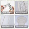 Details of swing chair components: ropes, rings, and cushion.