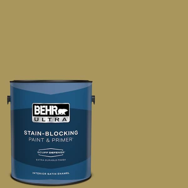 BEHR ULTRA 1 gal. #370F-6 Mossy Rock Extra Durable Satin Enamel Interior Paint & Primer